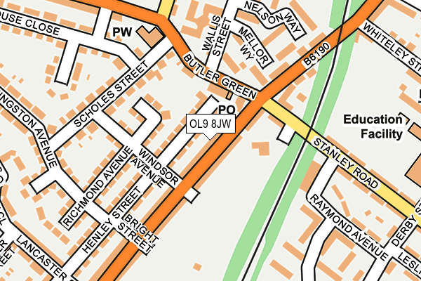 OL9 8JW map - OS OpenMap – Local (Ordnance Survey)