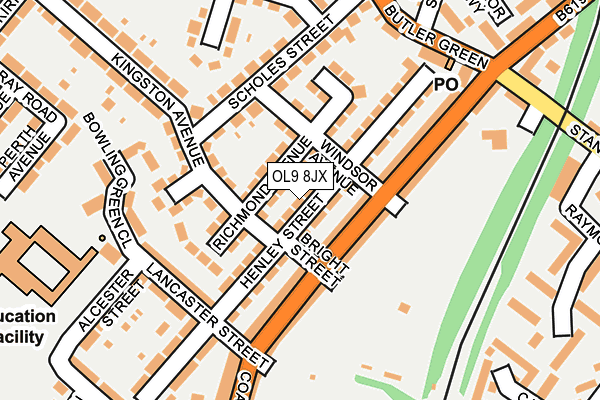 OL9 8JX map - OS OpenMap – Local (Ordnance Survey)