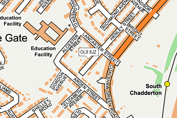 OL9 8JZ map - OS OpenMap – Local (Ordnance Survey)