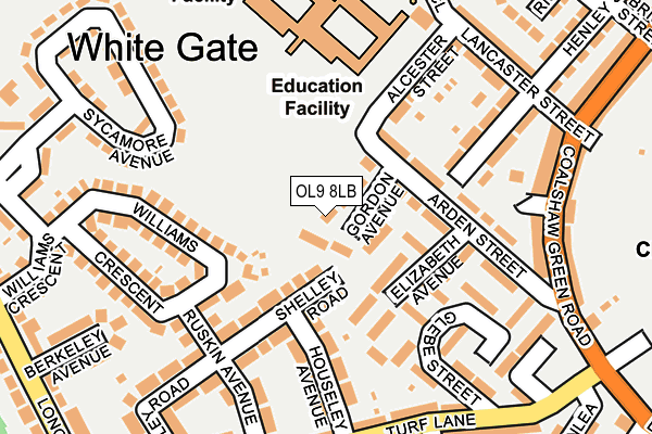 OL9 8LB map - OS OpenMap – Local (Ordnance Survey)