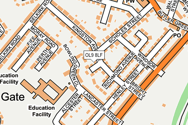 OL9 8LF map - OS OpenMap – Local (Ordnance Survey)