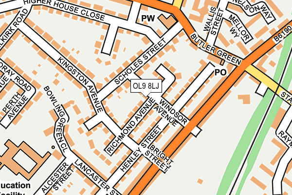 OL9 8LJ map - OS OpenMap – Local (Ordnance Survey)