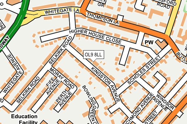OL9 8LL map - OS OpenMap – Local (Ordnance Survey)