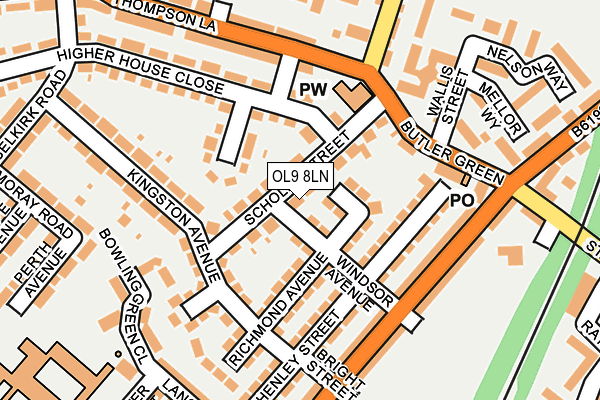 OL9 8LN map - OS OpenMap – Local (Ordnance Survey)
