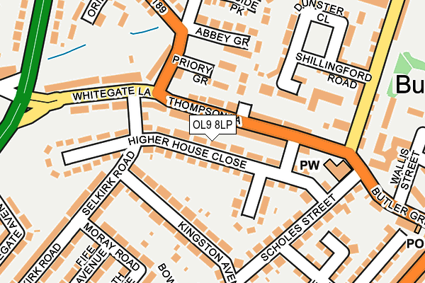 OL9 8LP map - OS OpenMap – Local (Ordnance Survey)