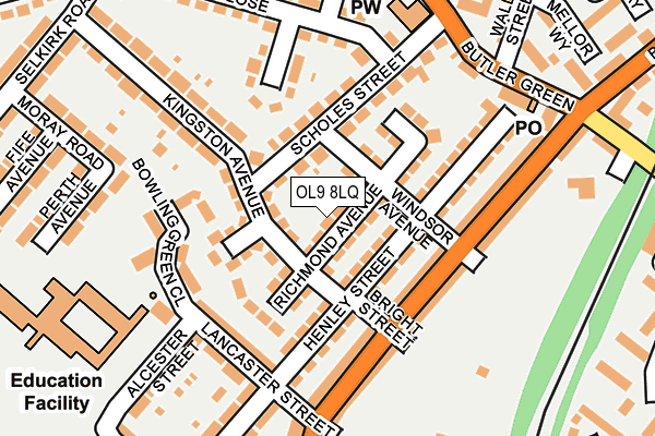 OL9 8LQ map - OS OpenMap – Local (Ordnance Survey)