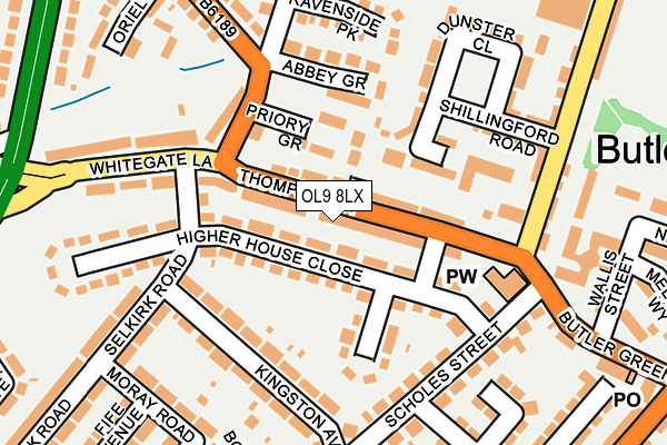 OL9 8LX map - OS OpenMap – Local (Ordnance Survey)