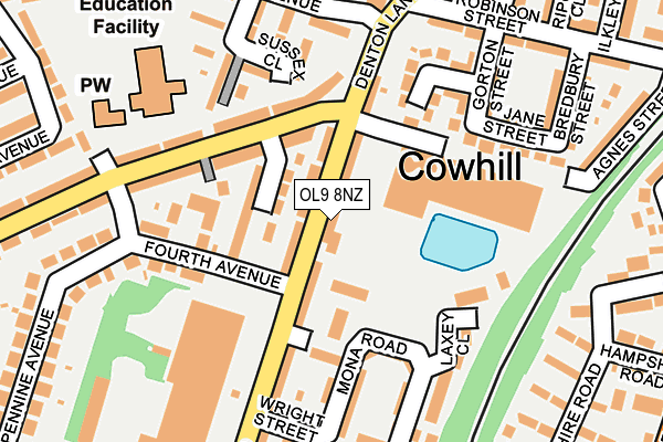 OL9 8NZ map - OS OpenMap – Local (Ordnance Survey)