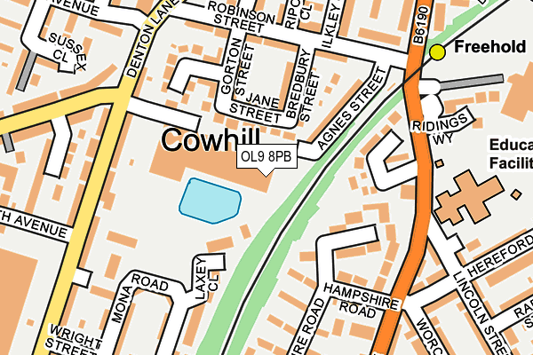 OL9 8PB map - OS OpenMap – Local (Ordnance Survey)