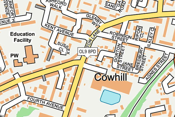 OL9 8PD map - OS OpenMap – Local (Ordnance Survey)