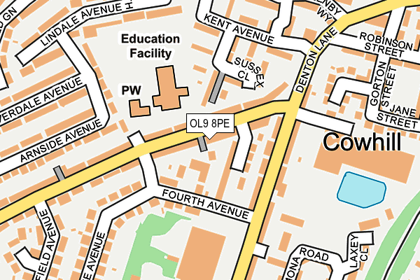 OL9 8PE map - OS OpenMap – Local (Ordnance Survey)