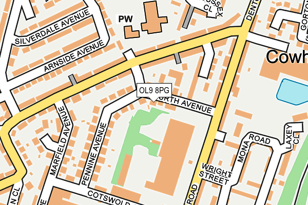 OL9 8PG map - OS OpenMap – Local (Ordnance Survey)