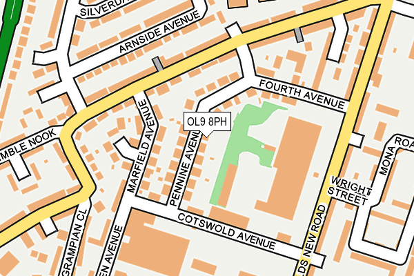 OL9 8PH map - OS OpenMap – Local (Ordnance Survey)