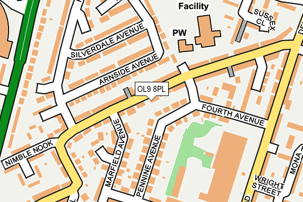 OL9 8PL map - OS OpenMap – Local (Ordnance Survey)