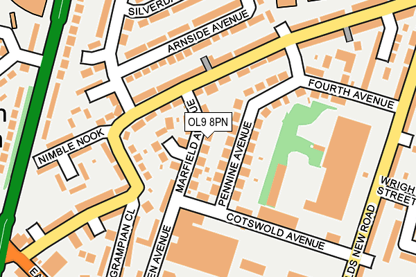 OL9 8PN map - OS OpenMap – Local (Ordnance Survey)