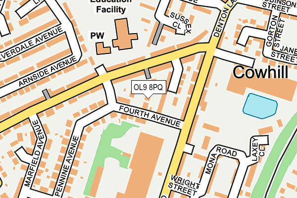 OL9 8PQ map - OS OpenMap – Local (Ordnance Survey)