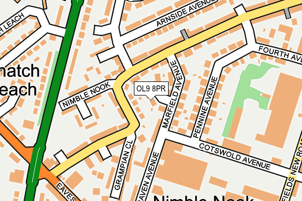 OL9 8PR map - OS OpenMap – Local (Ordnance Survey)