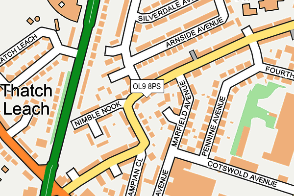 OL9 8PS map - OS OpenMap – Local (Ordnance Survey)