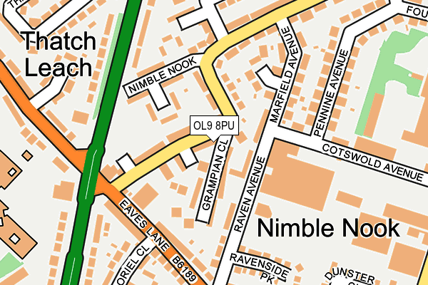 OL9 8PU map - OS OpenMap – Local (Ordnance Survey)