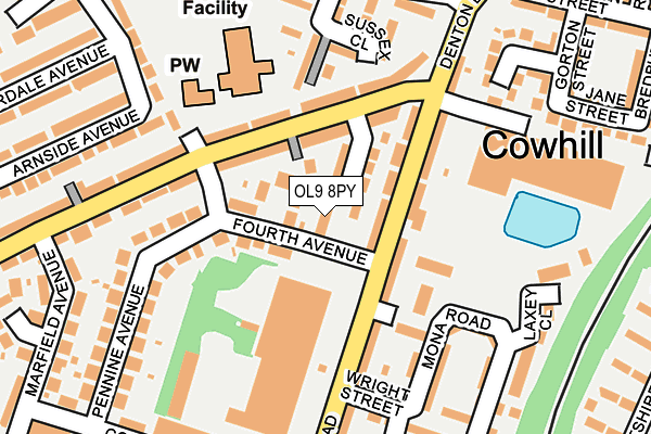 OL9 8PY map - OS OpenMap – Local (Ordnance Survey)