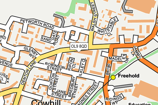 OL9 8QD map - OS OpenMap – Local (Ordnance Survey)