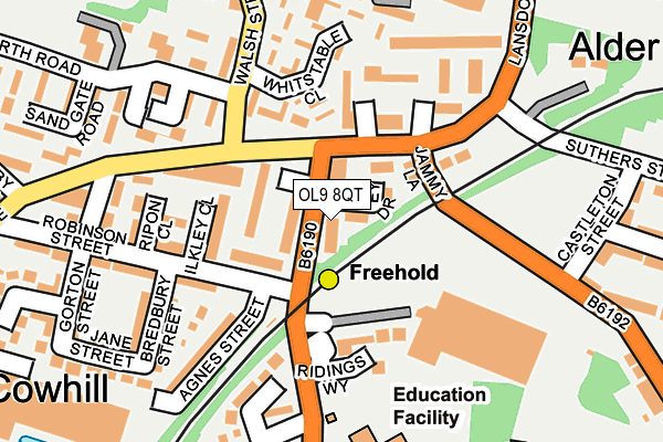 OL9 8QT map - OS OpenMap – Local (Ordnance Survey)