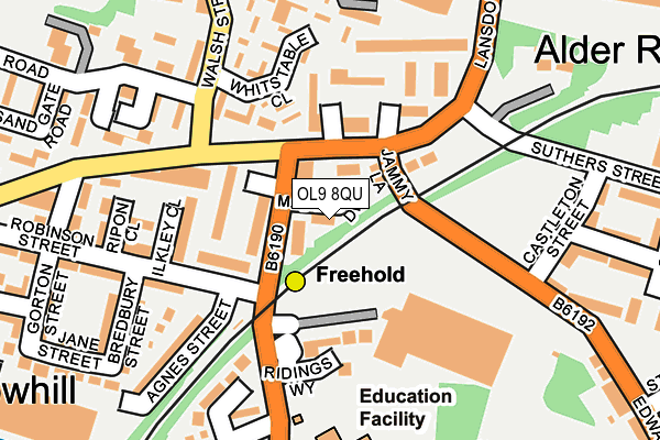 OL9 8QU map - OS OpenMap – Local (Ordnance Survey)