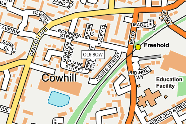 OL9 8QW map - OS OpenMap – Local (Ordnance Survey)