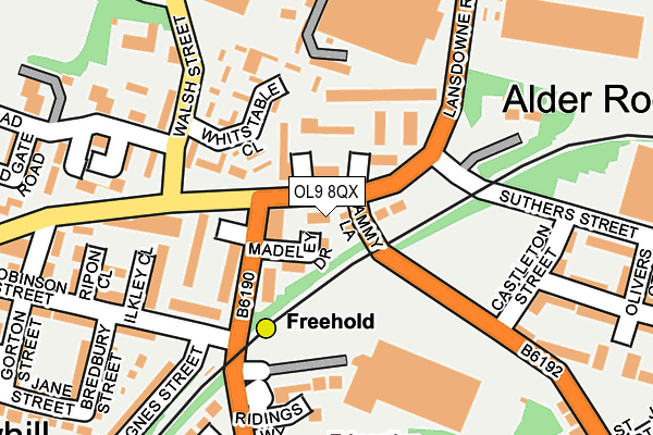 OL9 8QX map - OS OpenMap – Local (Ordnance Survey)