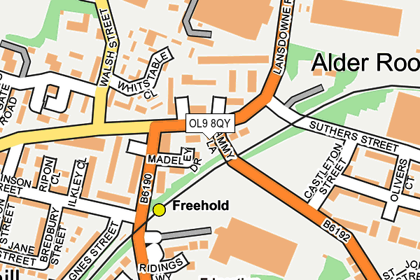 OL9 8QY map - OS OpenMap – Local (Ordnance Survey)