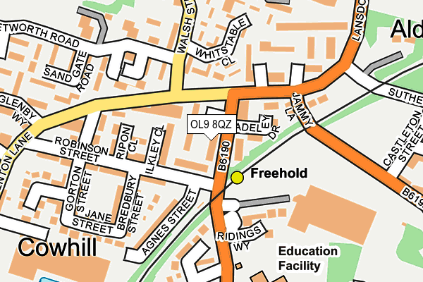 OL9 8QZ map - OS OpenMap – Local (Ordnance Survey)