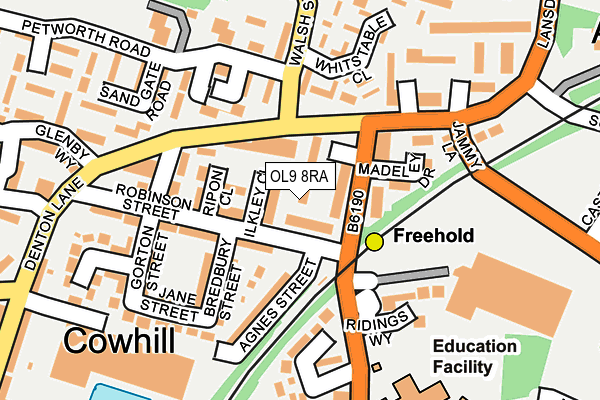 OL9 8RA map - OS OpenMap – Local (Ordnance Survey)