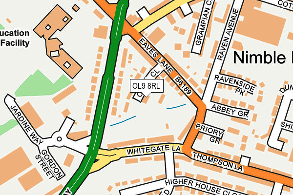 OL9 8RL map - OS OpenMap – Local (Ordnance Survey)