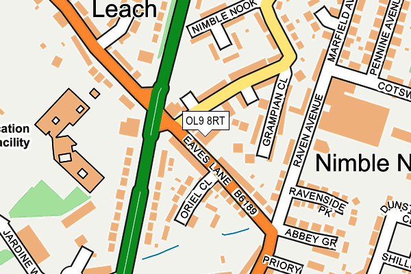 OL9 8RT map - OS OpenMap – Local (Ordnance Survey)