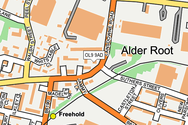 OL9 9AD map - OS OpenMap – Local (Ordnance Survey)