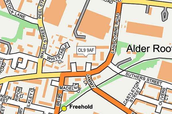 OL9 9AF map - OS OpenMap – Local (Ordnance Survey)