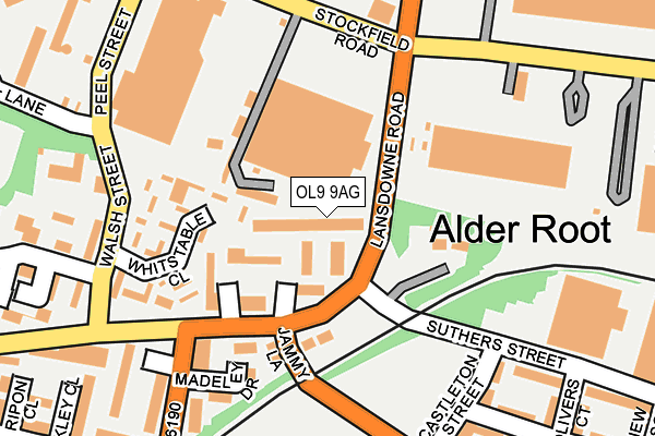 OL9 9AG map - OS OpenMap – Local (Ordnance Survey)
