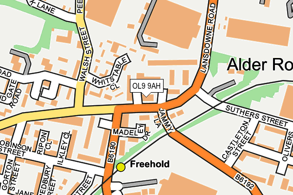 OL9 9AH map - OS OpenMap – Local (Ordnance Survey)