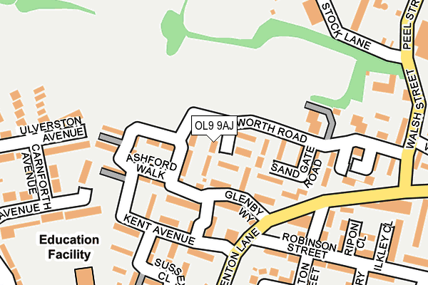 OL9 9AJ map - OS OpenMap – Local (Ordnance Survey)