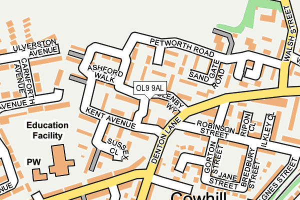 OL9 9AL map - OS OpenMap – Local (Ordnance Survey)