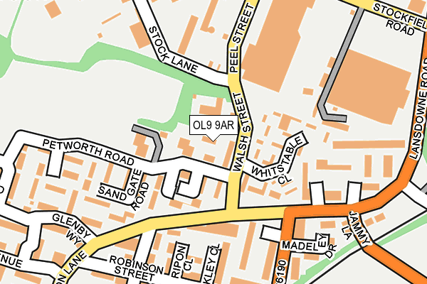 OL9 9AR map - OS OpenMap – Local (Ordnance Survey)