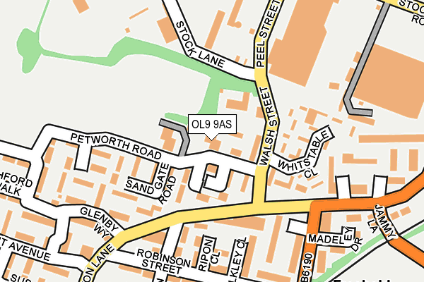 OL9 9AS map - OS OpenMap – Local (Ordnance Survey)
