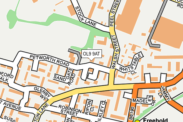 OL9 9AT map - OS OpenMap – Local (Ordnance Survey)