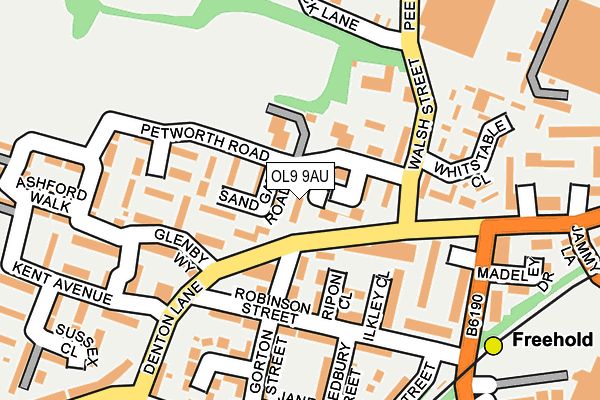 OL9 9AU map - OS OpenMap – Local (Ordnance Survey)