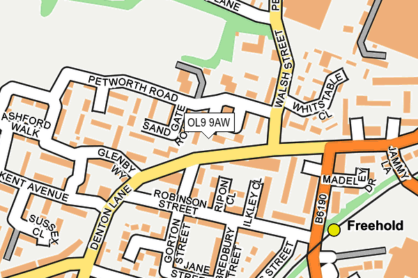 OL9 9AW map - OS OpenMap – Local (Ordnance Survey)