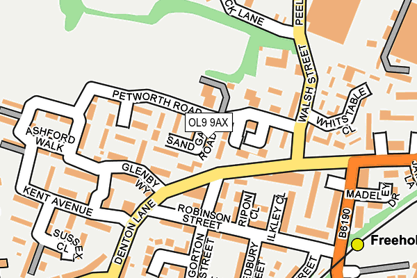 OL9 9AX map - OS OpenMap – Local (Ordnance Survey)