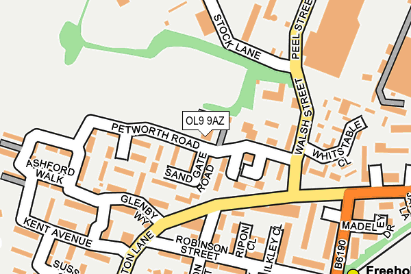 OL9 9AZ map - OS OpenMap – Local (Ordnance Survey)