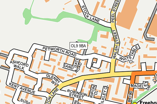 OL9 9BA map - OS OpenMap – Local (Ordnance Survey)