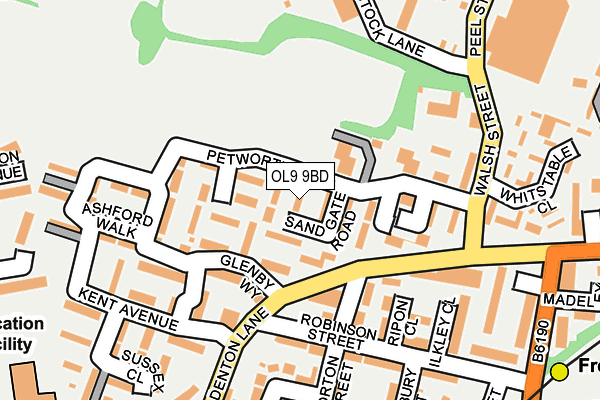 OL9 9BD map - OS OpenMap – Local (Ordnance Survey)