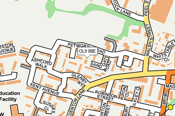 OL9 9BE map - OS OpenMap – Local (Ordnance Survey)